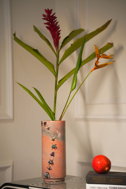 Embellished Rainforest Vase in Tan