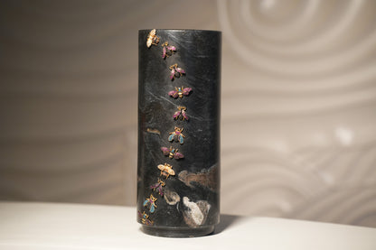 Embellished Rainforest Vase in Black