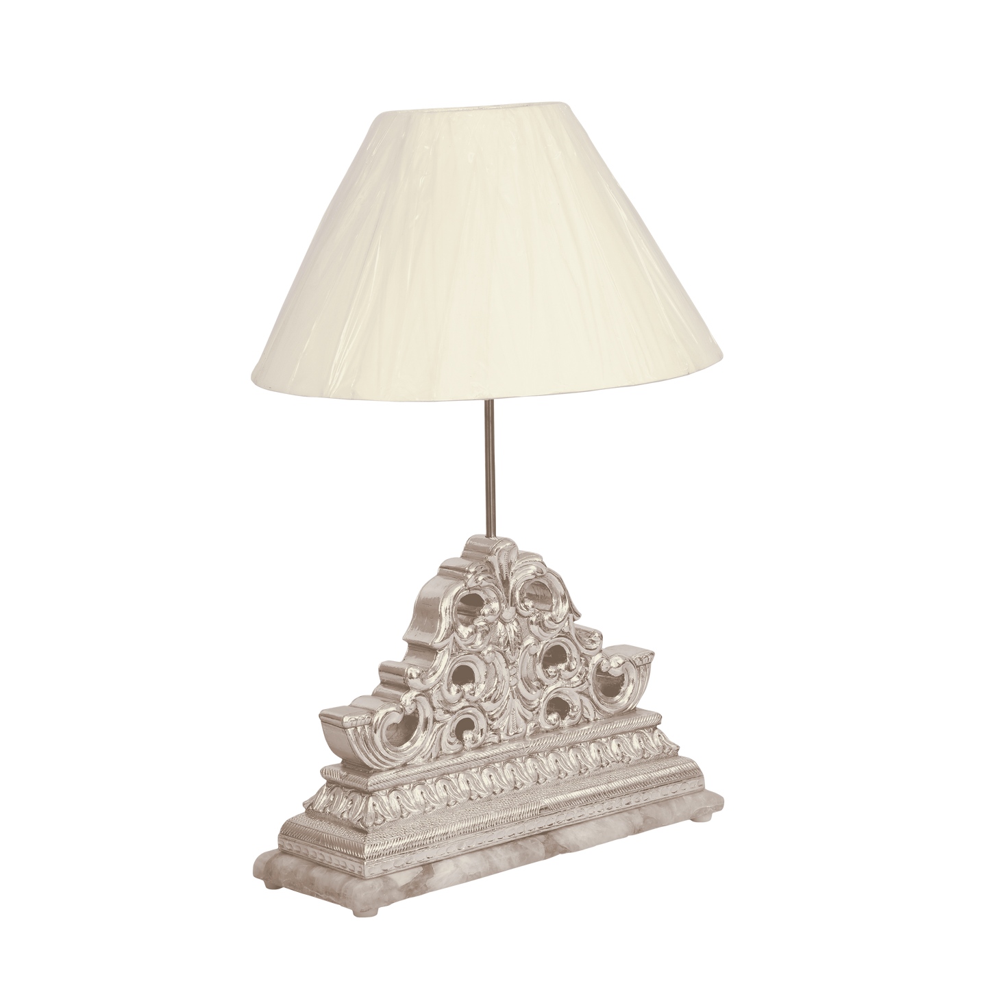 Carved Lamp With Quartz Base