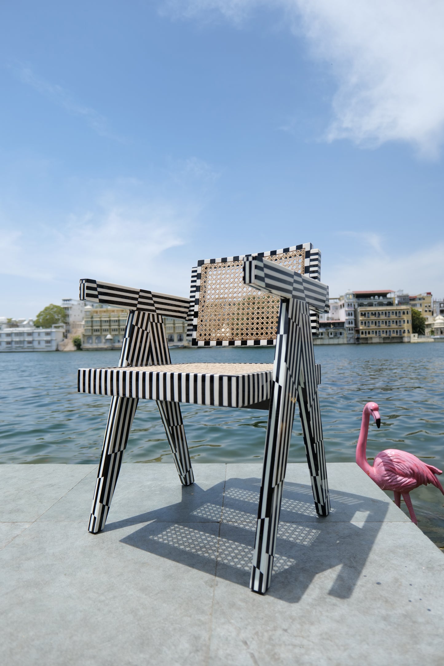 Pierre on the Piano Chair for sophisticated interiors and monochromatic aesthetic stripes