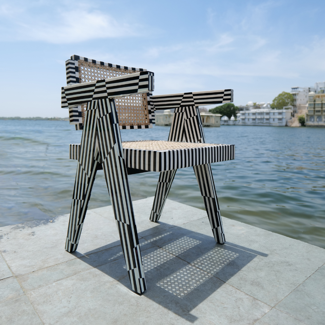 Pierre on the Piano Chair artisan furniture with a monochromatic aesthetic by Khenshu