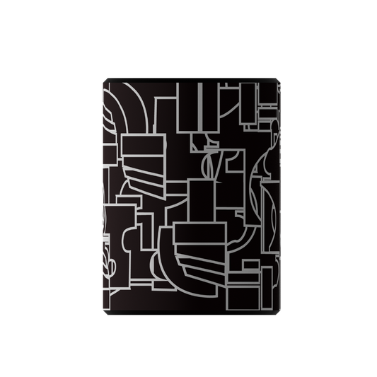 Abstract Picasso side table by My Store in black with white geometric line art pattern modern accent table