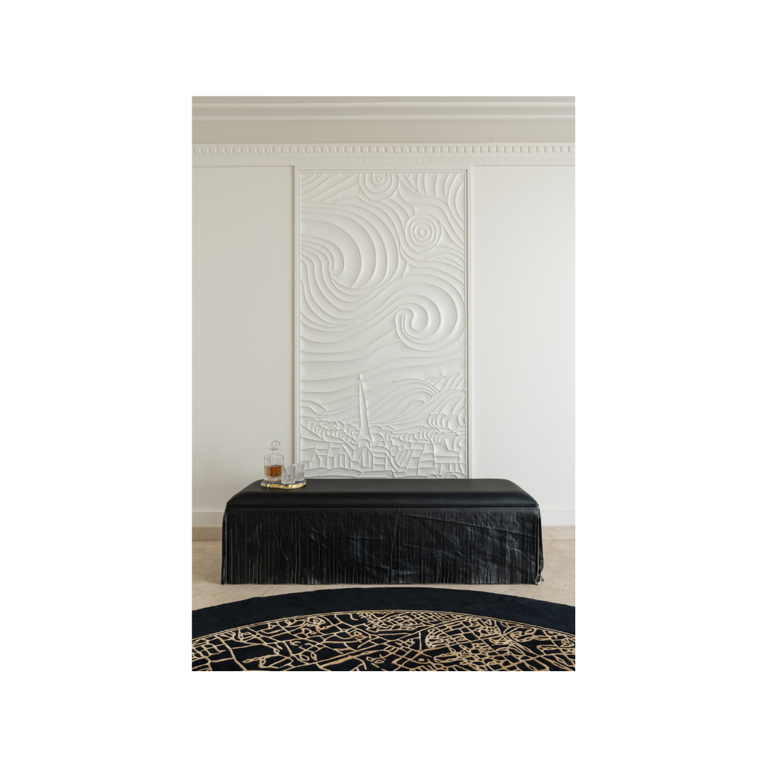 Stylish Black Fringe Seater with Textured Fabric for Modern Home Decor