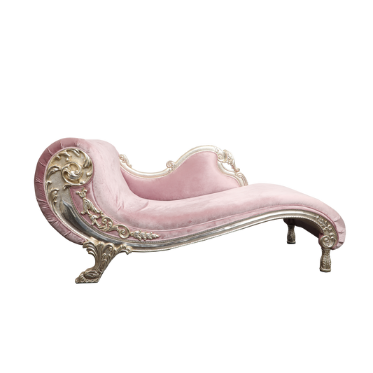 Lavender Chaise, Handcrafted with Silver Accents for Elegant Home Decor