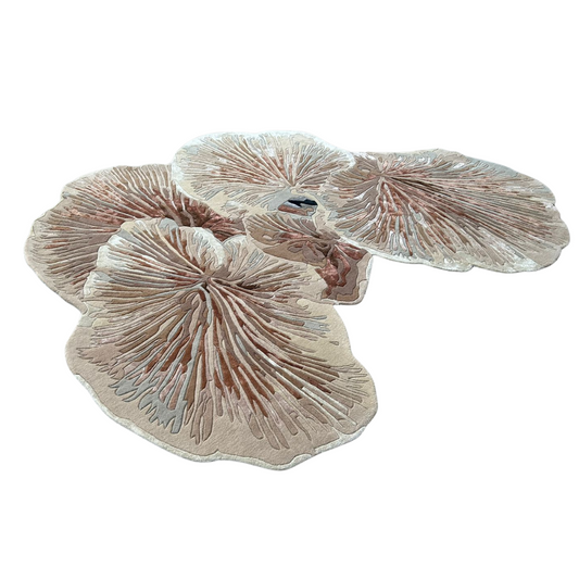 Mushroom Rug beige sculpted gill texture decorative floor rug for living room or bedroom
