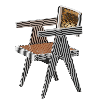 Pierre on the Piano Chair for sophisticated interiors featuring a monochromatic aesthetic with striped design