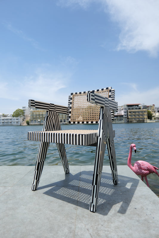 Pierre on the Piano Chair  for sophisticated interiors and monochromatic aesthetic stripes