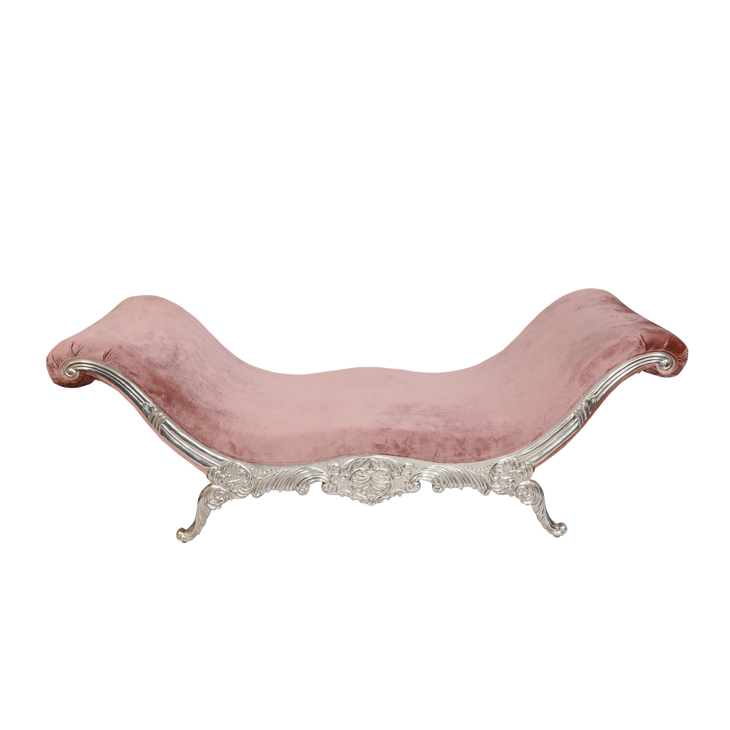 Elegant Khenshu Sea Salt Chaise with Curved Velvet Design for Luxurious Comfort