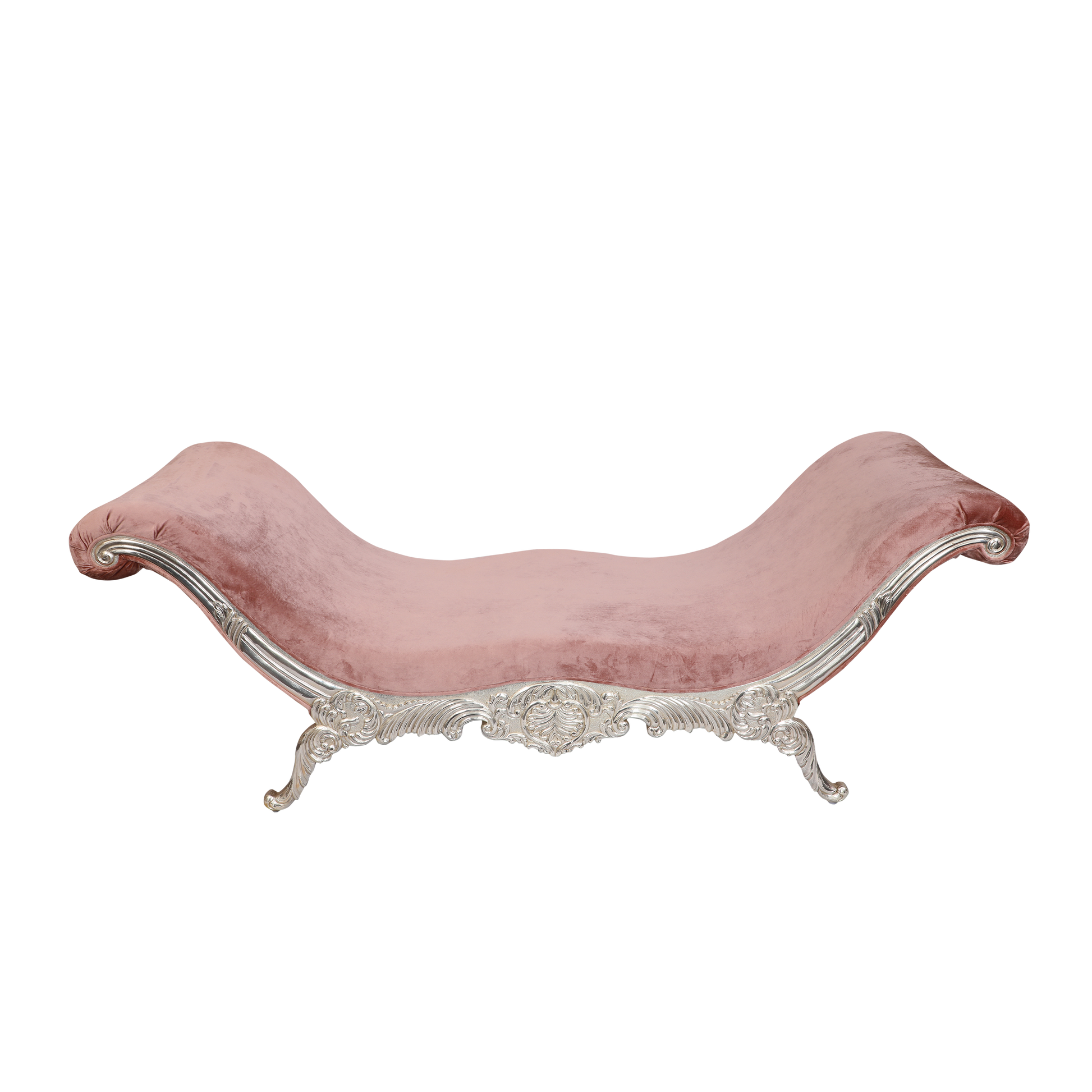 Elegant Khenshu Sea Salt Chaise with Curved Velvet Design for Luxurious Comfort