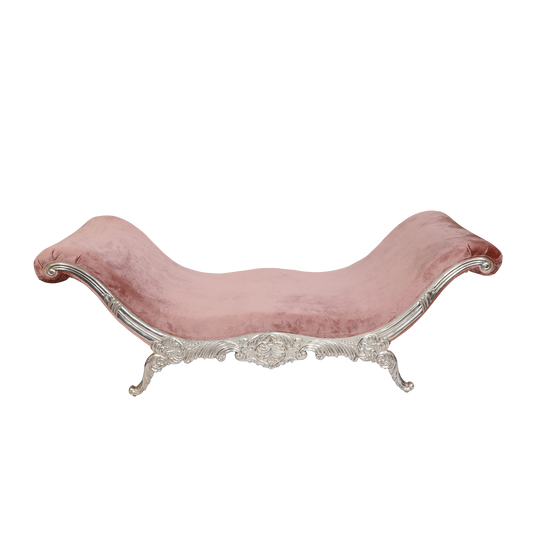 Elegant Khenshu Sea Salt Chaise with Curved Velvet Design for Luxurious Comfort